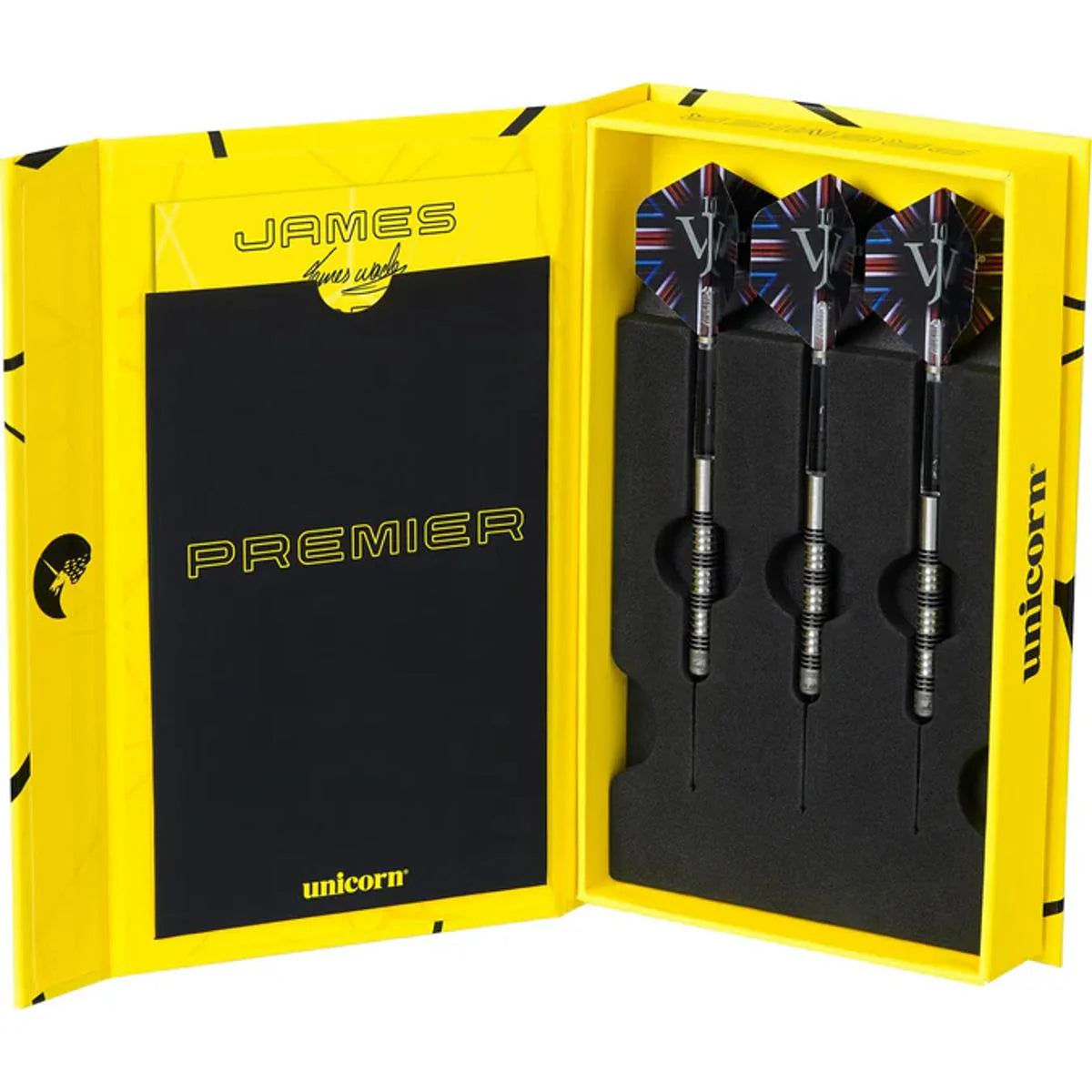 JAMES WADE PREMIER 90% TUNGSTEN STEEL TIP DARTS BY UNICORN