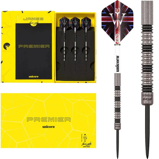 JAMES WADE PREMIER 90% TUNGSTEN STEEL TIP DARTS BY UNICORN